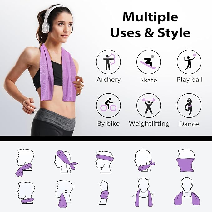 Cooling Towels - 5 Pack Gym Towels, Gym Towel for Working Out, Yoga Towel, Quick Dry Towel for Running, Camping, Fitness & More Activities