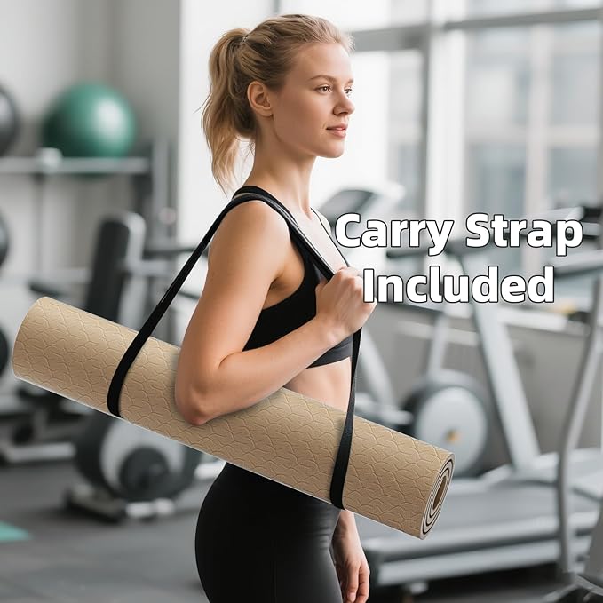 ILILI Yoga Mat, 72x25×0.3 Inch, TPE Exercise Mat, Tear-Resistant, Fitness Yoga Mat with Carrying Strap, Ideal for Yoga, Pilates, Home Workouts, Stretching & All Fitness Routines