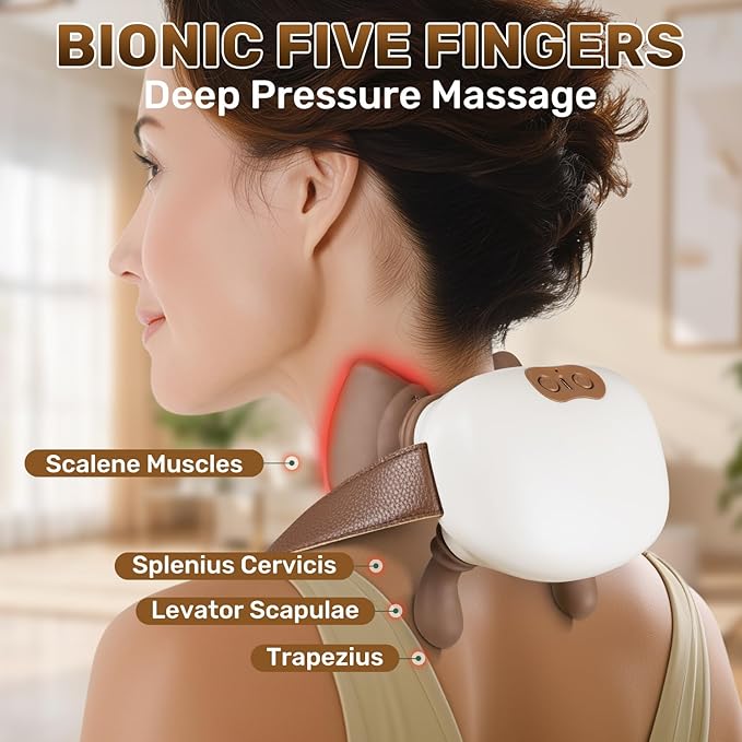 Shoulder and Neck Massager with Heat Heated Massager, Neck Massager with Fingers, Shoulder Massager with Hands, Simulates a Real Palm Massage for Comfort, Relax Muscle Tension