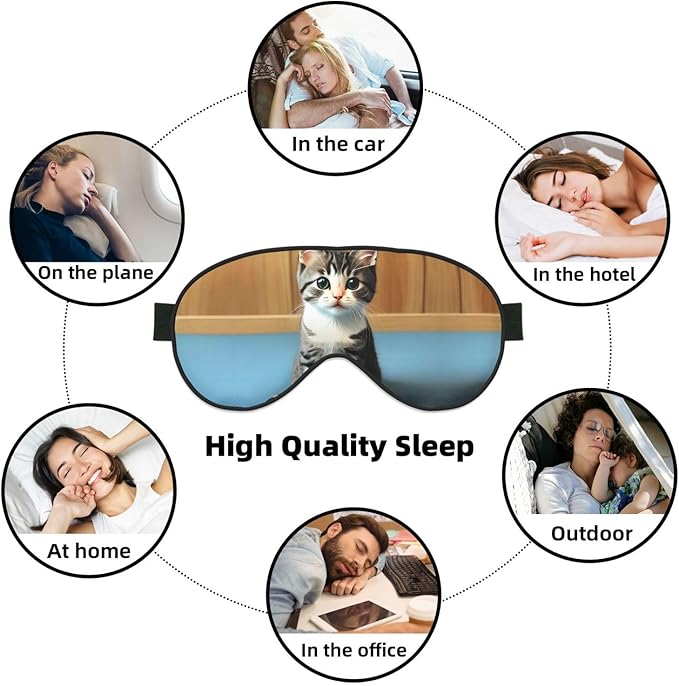 Bedroom Kitten Head-Mounted Double-Sided Light-Blocking Sleeping Eye mask to Protect Eyes and Relieve Eye Fatigue, 1 Count (Pack of 1)