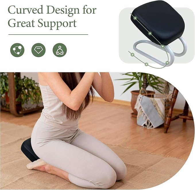 Kneeling Meditation Stool, Prayer Bench Adjustable Height, Portable Meditation Bench, for Studio Praying Prayer (Black C)