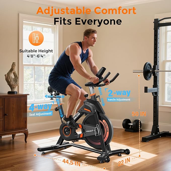 YOSUDA PRO Magnetic Exercise Bike 350 lbs Weight Capacity - Indoor Cycling Bike Stationary with Comfortable Seat Cushion, Silent Belt Drive 010C