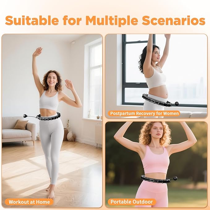 Weighted Hoop Fitness Circle – 32 Detachable Segments, 65-Inch Plus Size, Efficient Home Fitness and Weight Loss for Adults & Women