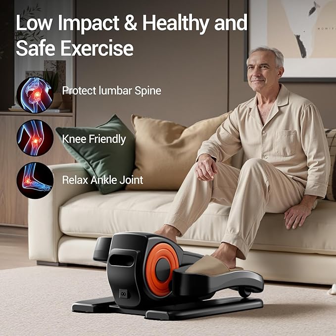 Under Desk Elliptical Machine, Elliptical Exercise Machines as Seen on TV with Remote, Electric Seated Eclipse Foot Pedal Peddler Sitting for Senior,12 Speeds Modes, Fully Assembled for Home Office