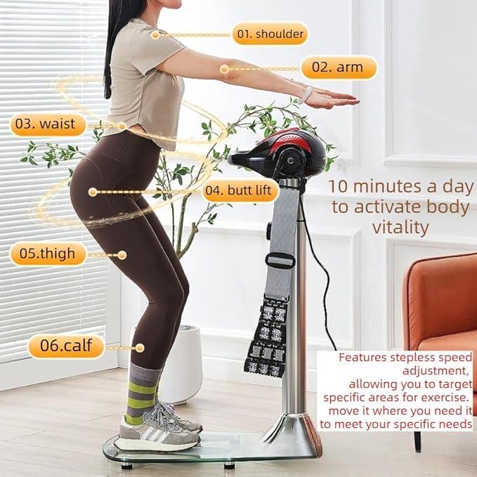 Vibration Fat Burning Machine - 20-Speed Whole Body Slimming Massager with Adjustable Straps, 360° Rolling Massage Beads for Waist/Hips/Arms/Legs, Compact Home Fitness Equipment