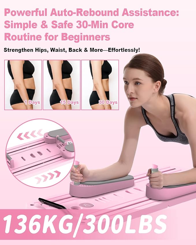 Pilates Board - Multi-Functional Pilates Reformer for Core & Abdominal Training, Top-Tier Pilates Equipment for Women’s Home Fitness