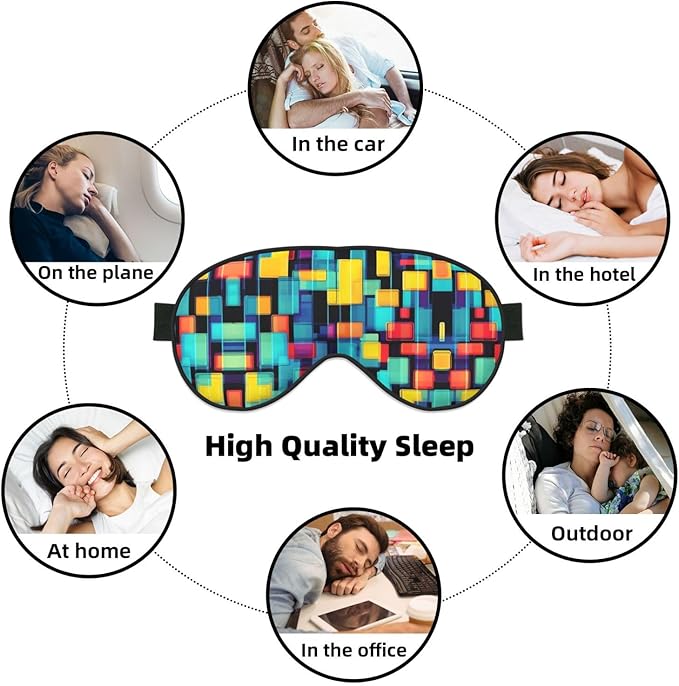 Square Geometry Diagram Head-Mounted Double-Sided Light-Blocking Sleeping Eye mask to Protect Eyes and Relieve Eye Fatigue