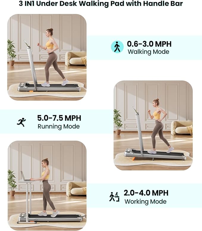 Walking Pad, Under Desk Treadmill with Incline for Home Office 2.5HP Portable Walking Treadmill with 265 Lbs Weight Capacity Walking Machine, Remote Control, LED Display