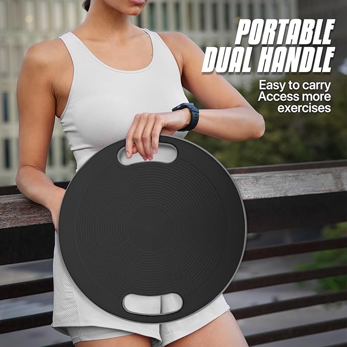 MADOG Wobble Balance Board for Adults, 15.5" TPR Non-slip Surface with Handle for Workout Core Trainer Physical Therapy, Home Gym Stability Board