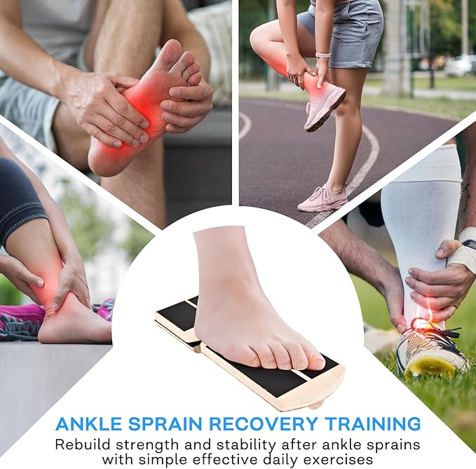 Wooden for Ankle Balance Board Foot Strengthener & Stability Trainer for Single Leg Balance Training, Sprained, Plantar Fasciitis Relief, Physical Therapy, Posture Correction
