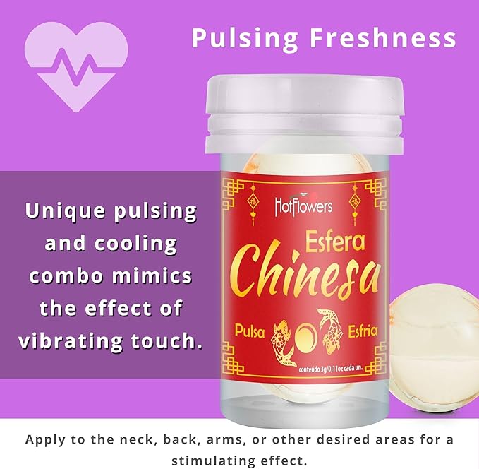 Hot Ball Passion Kit – 4 Massage Oil Balls: Desire, Passion, Climax & Chinesa Sphere – Cooling, Warming & Pulsing Sensations – 2 Capsules Each – Skin-Friendly Massage Gel