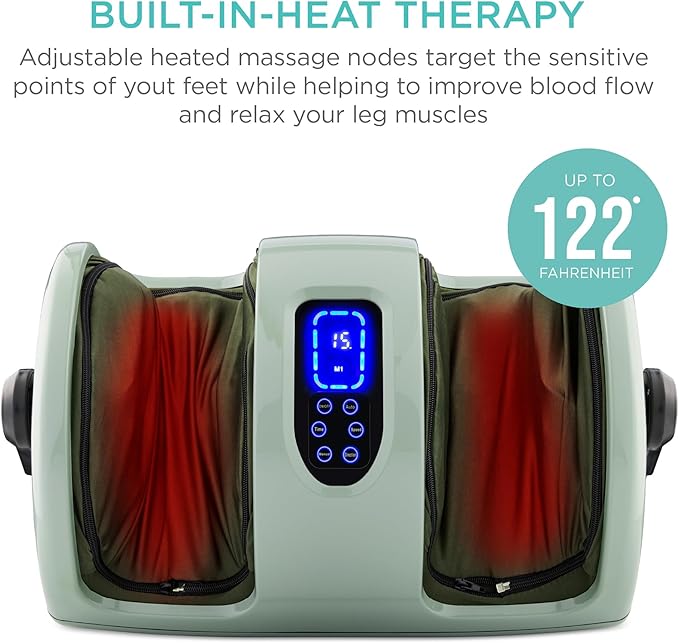 Best Choice Products Heated Shiatsu Foot Massager for Pain Relief, Plantar Fasciitis, Neuropathy, Blood Circulation w/Compact Design - Sage Green