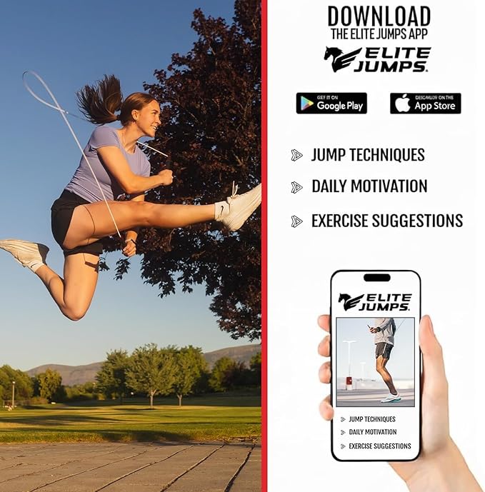 Elite Jumps Adjustable Jump Rope – 6mm PVC Training Rope for Fitness & Cardio | Indoor/Outdoor Skipping Rope with Unbreakable Handles, Non-Kinking Cord & Smooth Rotation for Boxing & Strength