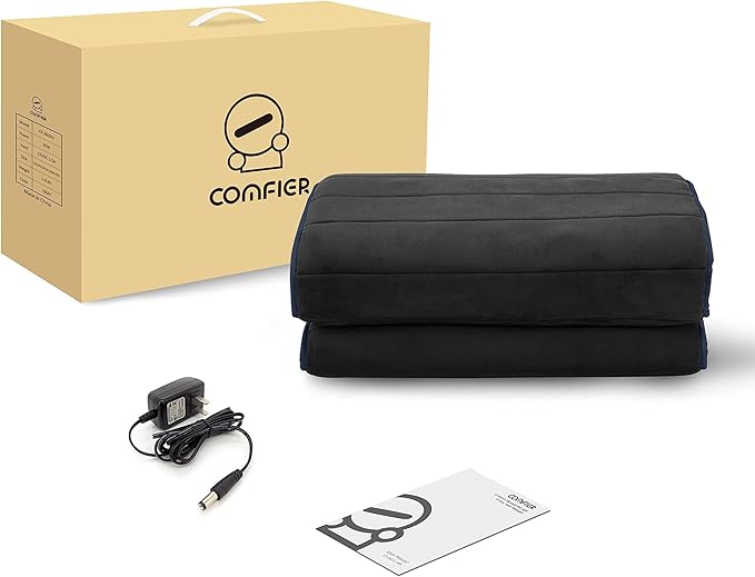COMFIER Full Body Massage Mat with Heat & Vibration - 10 Motors, App Control, Movable Shiatsu Neck Pillow & 4 Heating Pads for Neck, Shoulders, Back, Black