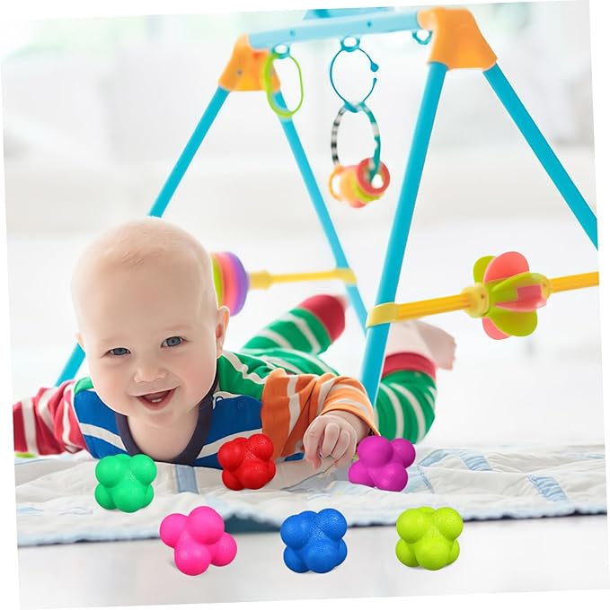 Mikinona 6 Pcs Hexagonal Reaction Balls Fitness Reflex Training for Agility Hand Eye Coordination Sports Exercises with Elasticity and Lightweight Portable Design