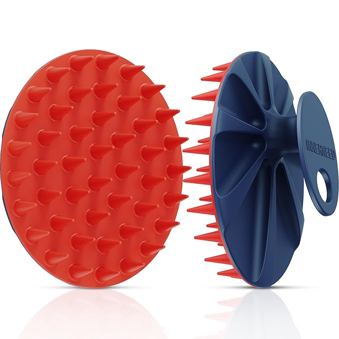 INNERNEED Magnetic Silicone Scalp Scrubber for Hair Washing – Soft Thick Bristles, Palm-Sized Shampoo Brush for Wet or Dry Scalp Massage, Improves Circulation & Scalp Health