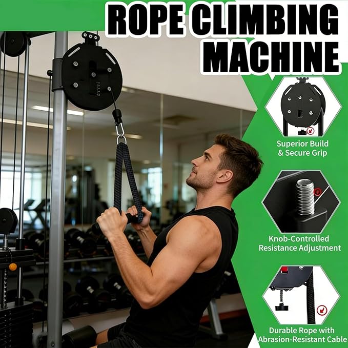 Endless Rope Trainer - Suspension Endless Rope Pulley, Adjustable Resistance Trainer Machine, Closed-Loop Nylon Rope, Cable Machine Home Gym for Grip, Arms Training Red