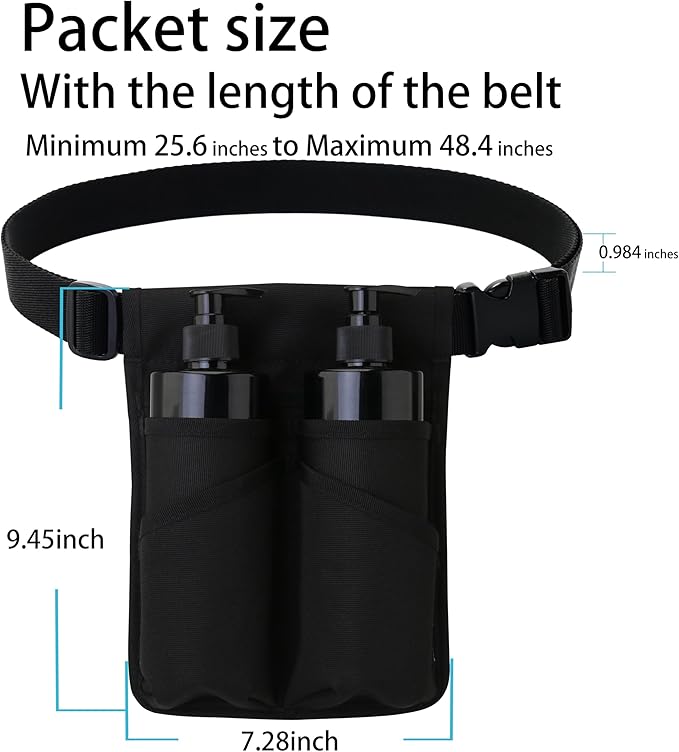 Tuhaoge Massage Bottle Bag,Massage Oil Holster for 2 Bottle s,Lotion Holster,Massage Therapist,Massage Oil Holster, Massage Lotion (TH-XJ-2 bottle-Black)