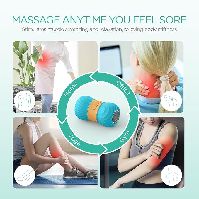 VOYOR-HEALTH Vibrating Peanut Massage Ball Roller, Electric Double Lacrosse Massage Ball with 4 Intensities for Muscle Pain Relief, Rechargeable Deep Tissue Massage, Yoga Sports Fitness MB300 (Blue)