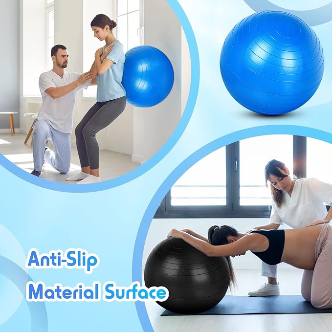 Honoson 3 Pcs Yoga Ball 55/65/75cm Exercise Ball for Working Out Birthing Pregnancy Gym Physical Therapy Balance Stability Fitness, Quick Pump Included