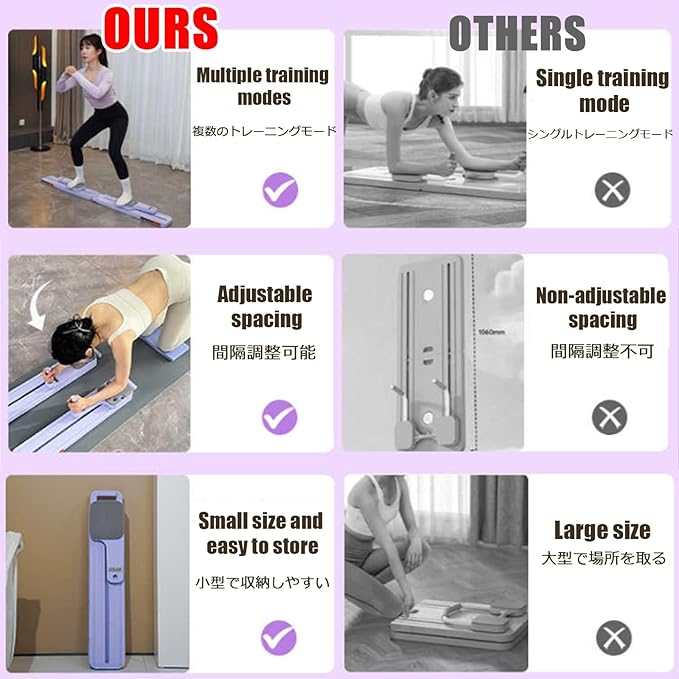 Floor Muscle Training Foldable Skiing Exerciser Leg Strength Split Exerciser Ski Machine Portable Body Slimming Trainer Kegel Trainer Workout Equipment(Purple,Touch Screen Type)