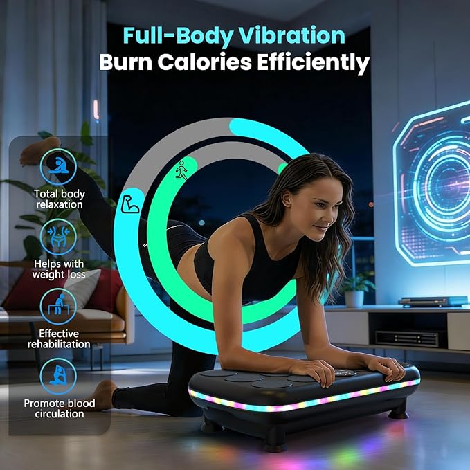 AXV Vibration Plate Fitness Platform Exercise Machine Vibrating Shaking Full Body Shaker Workout Vibrate Stand Shake Board Sport Gym for Weight Loss Fat Burner for Women Men (Pebble)