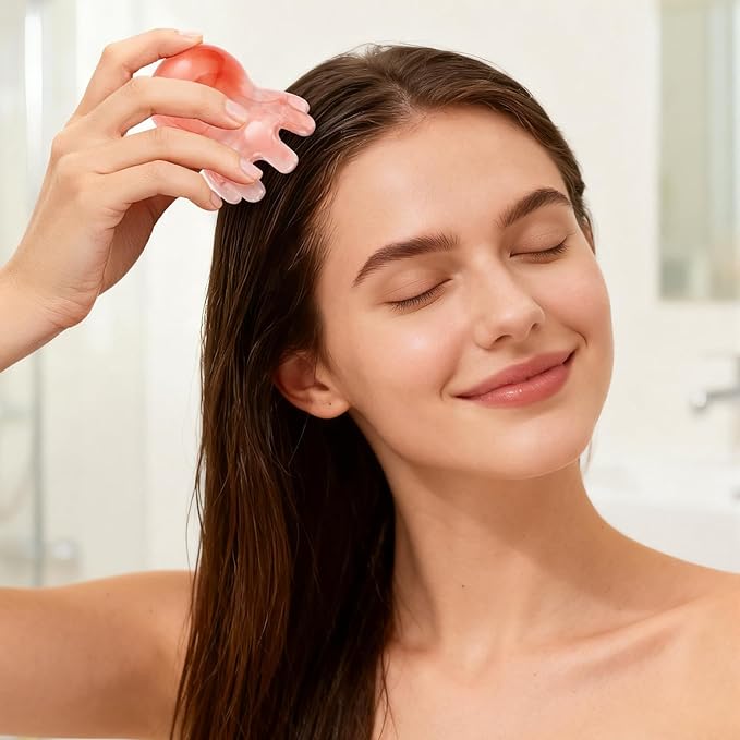 2 Pack Octopus Head Massager Comb Scalp Massager for Headaches & Stress Relief, Relief Point Massage Comb for Deep Relaxation Home/Office Massage (Pink)