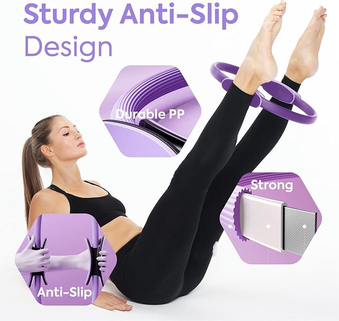 Home Pilates Essentials Kit for Women - Complete Workout Set with Ball, Bands & Ring Ideal for Beginners at (Purple)