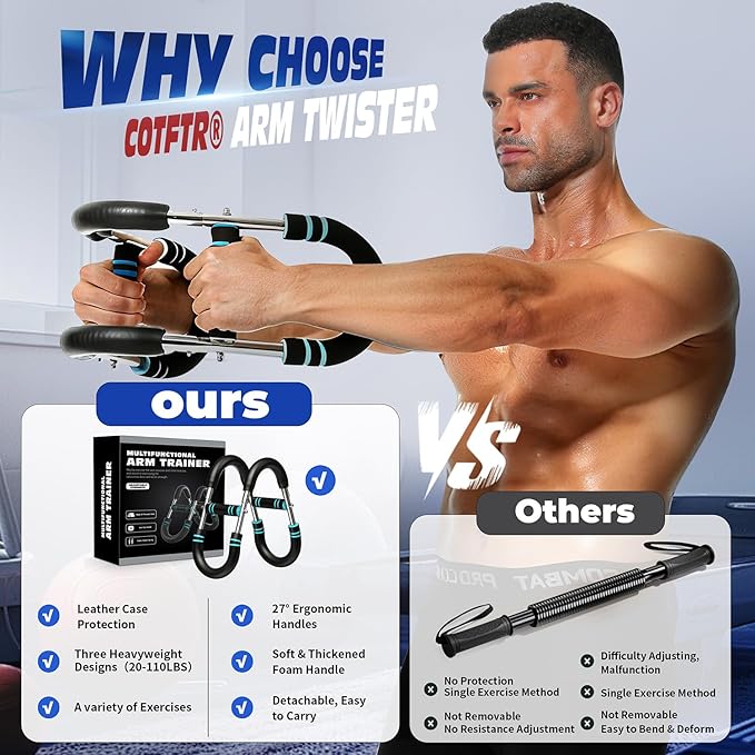Twister Arm Trainer, Adjustable Chest Workout Equipment for Men & Women, Home Gym Strength Trainer, Muscle Builder & Strength Training for Arms, Chest