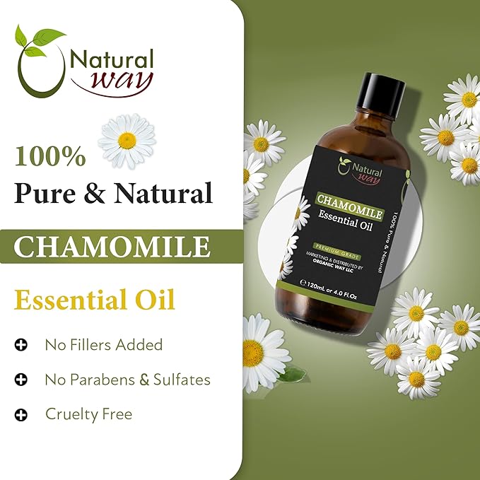 Chamomile Essential Oil | Pure Aromatherapy Oil for Diffusers, Hair Growth, Skin, Scalp Care, Massage | Refreshing Hair Oil for Women & Men | Natural Essential Oil for Diffuser | 4 Fl Oz (120 mL)