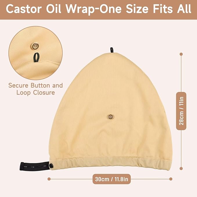 Castor Oil Pack Wrap Overnight Hair Wrap for Sleep Reusable Hair Cap Cover for Treatment of Thinning, Balding, Dry, and Damaged Hair (Oil Not Included)