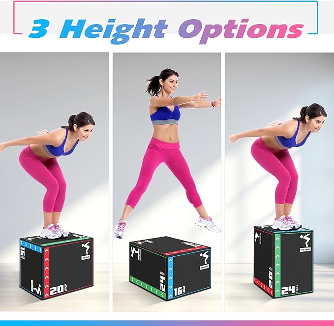 Jumping Plyo Box 3 in 1 Foam Plyometric Box Heavy Duty Jumping Box High Density Foam Plyo Box for Home Gym Jumping Training Fitness Workout Exercise