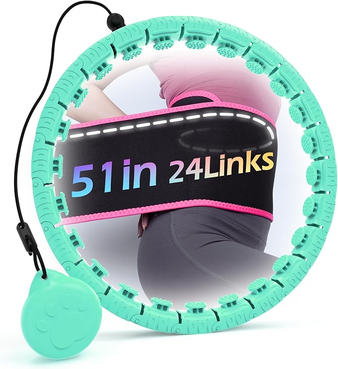 Weighted Hula Circle with 24/26 Links(51-56 Inch) for Adults Weight Loss, Infinity Fitness Hoop Plus Size, for Women Smart Exercise Equipment