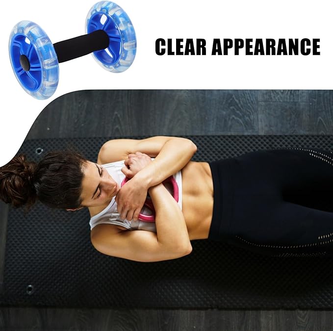 Twin-wheel Fitness Wheel Ab Roller for Core Workout Non-slip Handles, Blue Abdominal Exercise Device for Weight Loss and Muscle Toning at Home Gym