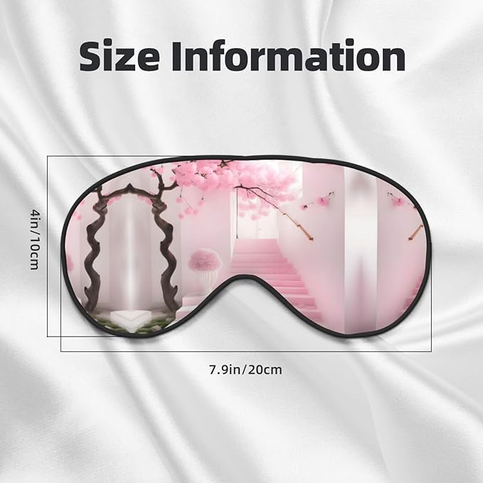 Pink Cherry Blossom Staircase Head-Mounted Double-Sided Light-Blocking Sleeping Eye mask to Protect Eyes and Relieve Eye Fatigue