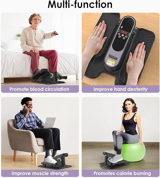 Under Desk Elliptical Machine for Senior Mini Elliptical Leg Exerciser with Remote Quiet Portable Electric Seated Foot Pedal Exerciser for Home Office