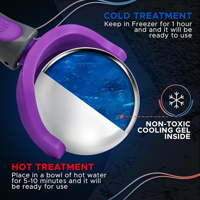 PRIME Fitness Cold Massage Roller Ball | Cold Therapy | Ice Roller Ball with Handle | cryo Stick | Relieve Muscle Pain (Purple)