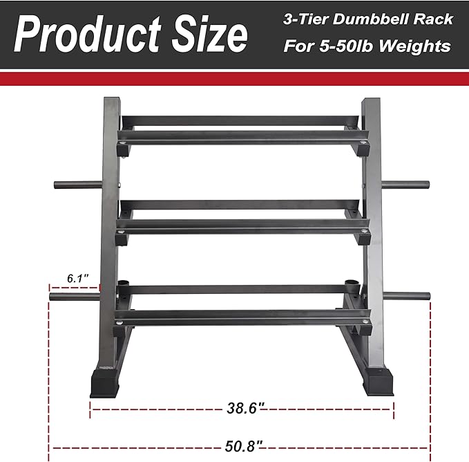 3 Tier Multifunctional Dumbbells Weights Barbells Rack, 1100 lbs Weight Capacity (Rack Only)