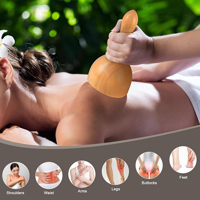 Wood Therapy Massage Tool, Wooden Lymphatic Drainage Sculpt Cup Cellulite Massage Tool, Body Sculpting Tool for Cellulite Reduction,Muscle Tension Release,Body Contouring & Shaping