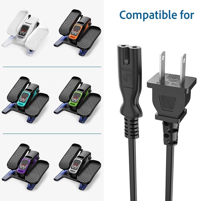 Power Cord 8.2ft for Under Desk Elliptical Leg Exerciser While Sitting for Seniors