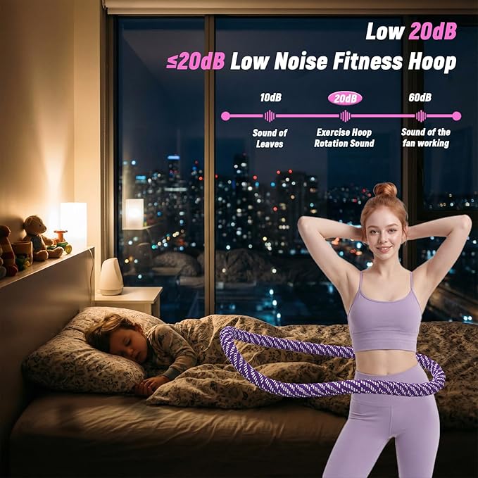 3.4/4.1/5 LBS Soft Spring Weighted Hoop for Adults, Quiet & Pinch-Proof Design, Portable Fitness Infinity Hoop with Body Tape Measure, Exercise Hoop for Core Workout