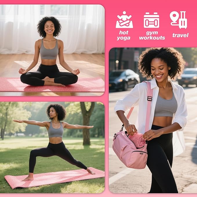 Hot Yoga Towel,Microfiber Yoga Mat Towels Non Slip for Hot Yoga Absorbent Microfiber Sweat Anti-Slip Cover,Bikram,Pilates,Exercise,Fitness 24 inch X 72 inch Pink 2 Pack
