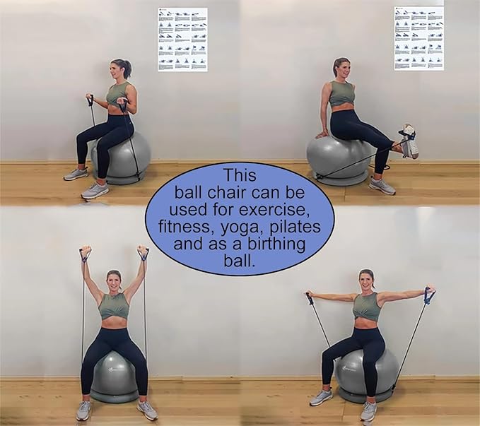 CMYUN Yoga Ball Chair Workout Ball Chair for Yoga/Fitness, Stability Ball Chair for Office Home Classroom, Pregnancy Ball Seat with Pump, Relieve Back Pain (Size : Diameter 65cm (25 5/8"))