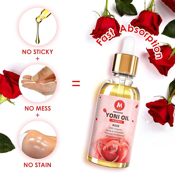 2 Pack Yoni Oil for Women - Organic Rose Feminine Oil, Feminine Deodorant - pH Balance - Eliminates Odor - Yoni Moisturizer, 100% Natural Yoni Essential Oil, 1 fl oz/pc (Rose)