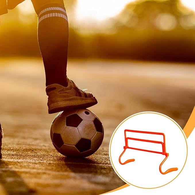 Agility Hurdle Adjustable Obstacles Jumping Bar Set Speed Training Equipment Set for Running Football Indoor Outdoor Pets, Orange