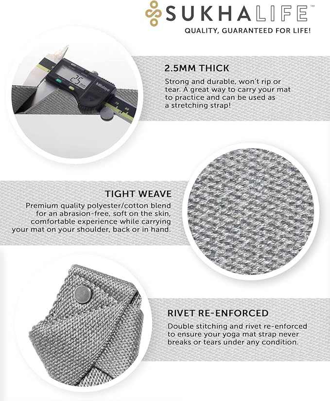 SukhaMat - Yoga Mat Carry Strap, Extra-Durable & Comfortable | Multi-Purpose Strap for Your Yoga Mat