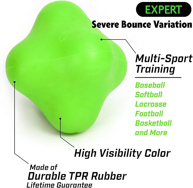 GoSports Baseball and Softball Reaction Ball - Improve Reaction Time and Hand-Eye Coordination - Beginner, Intermediate, or Expert