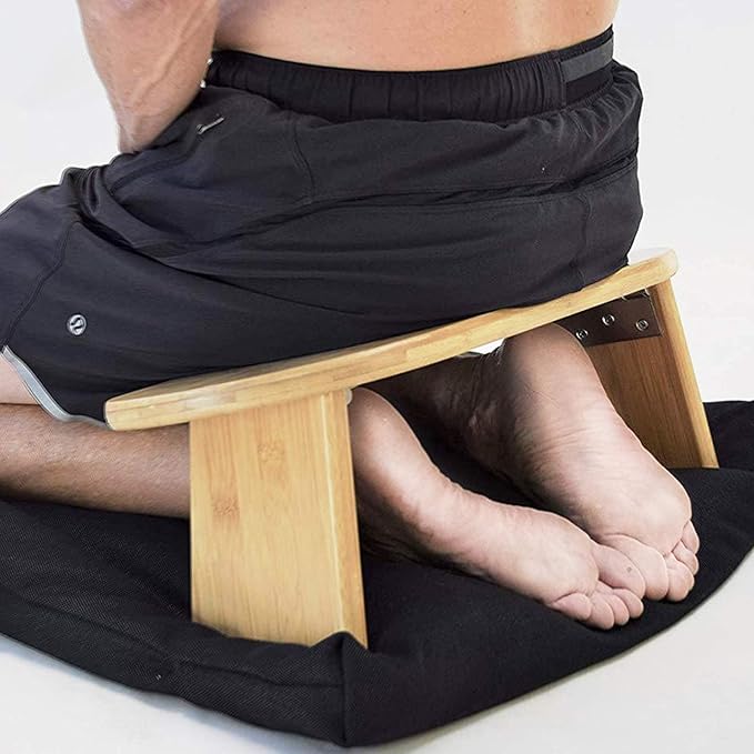 Portable Mindful and Modern Folding Bamboo Meditation Bench, Bonus Portable Travel Carry Bag - Ideal for Vipassana and Transcendental Meditation