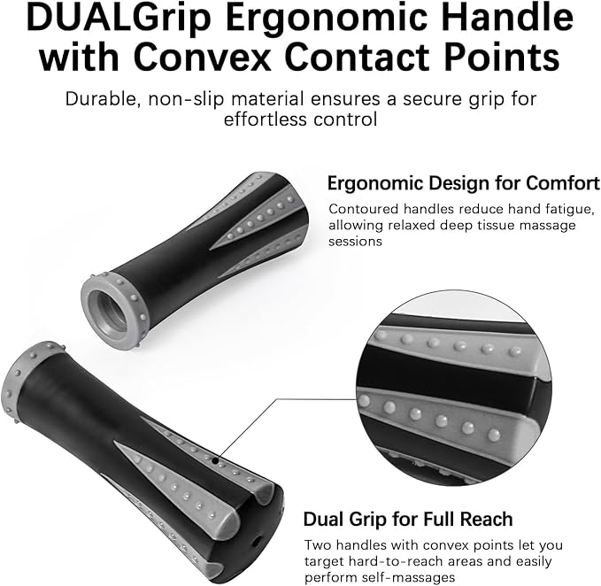 Muscle Roller Massage Roller Stick- Deep Tissue Fascia Blaster for Myofascial Pain Relief, Lymphatic Drainage & Body Sculpting, Handheld Physical Therapy & Recovery Tool (Gray black-18 inch)