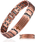 Copper Cross Bracelet for Men - Ultra Strength Magnetic Mens Cross Jewelry Set - Adjustable Magnetic Bracelet with Sizing Tool Jewelry Box